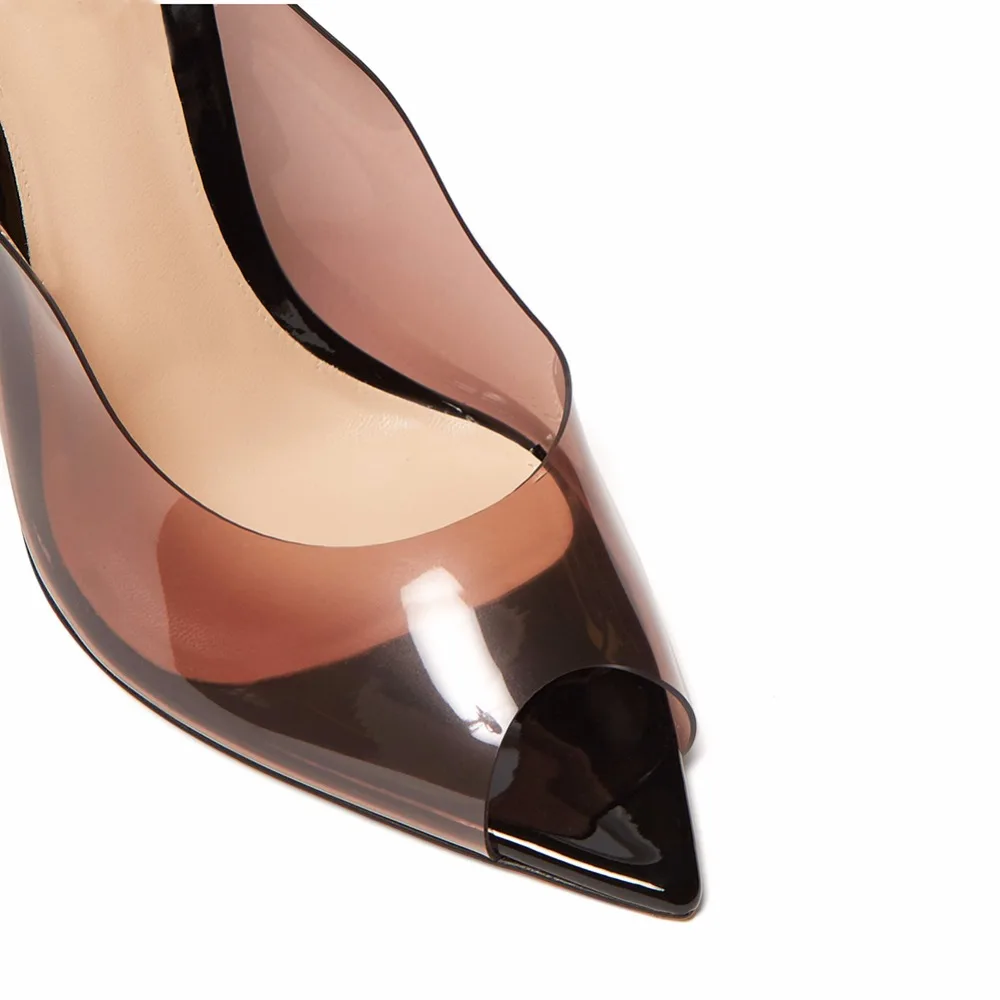 Slingback Frau Stilettos Toe Schuhe Heel Nette Transparent Klar Bogen Sandalen Peep Damen Color High Mode Pvc Eleganz 7xqTI74w