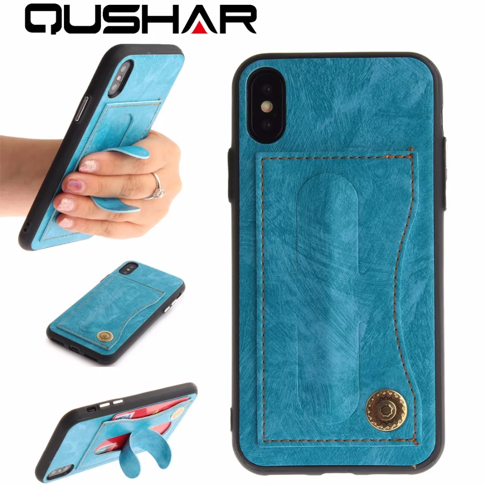 Чехол-подставка для кредитных карт IPhone 6 6S 6Plus 6SPlus 7 7Plus 8 Plus кошелек PC кронштейн
