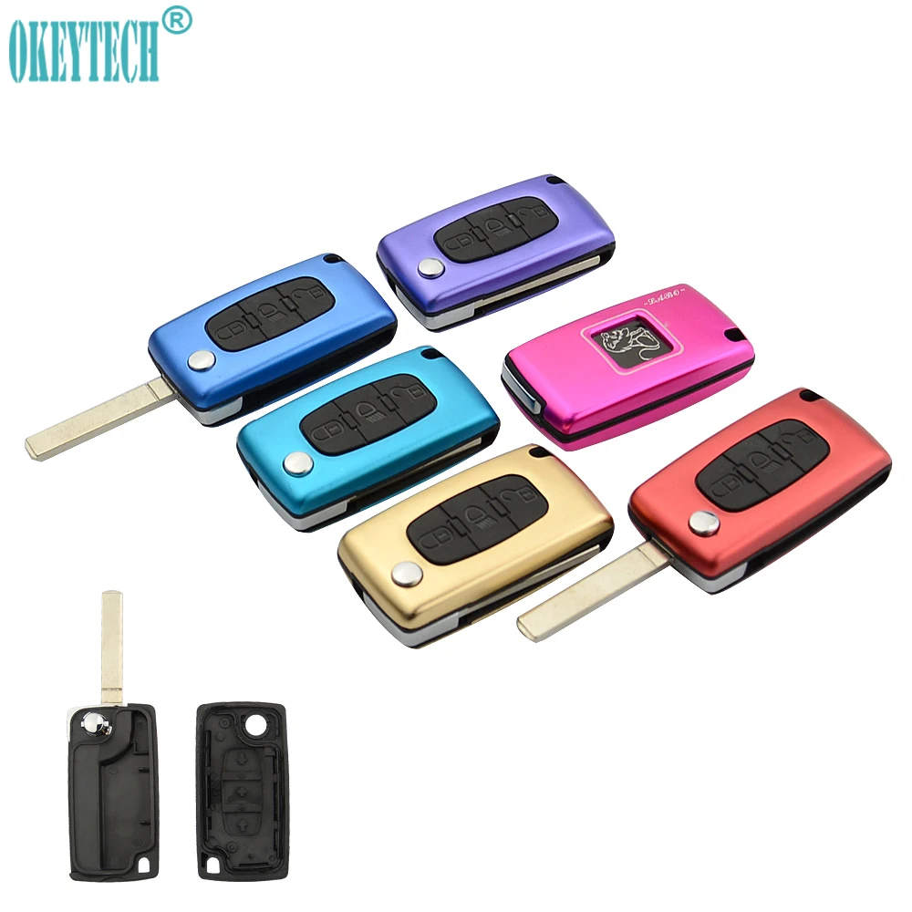 

OkeyTech 3 Buttons Middle Light Button VA2 Blade No Battery Holder Key Shell for Peugeot 306 407 For Citroen Berling C2 C4 C6 C8