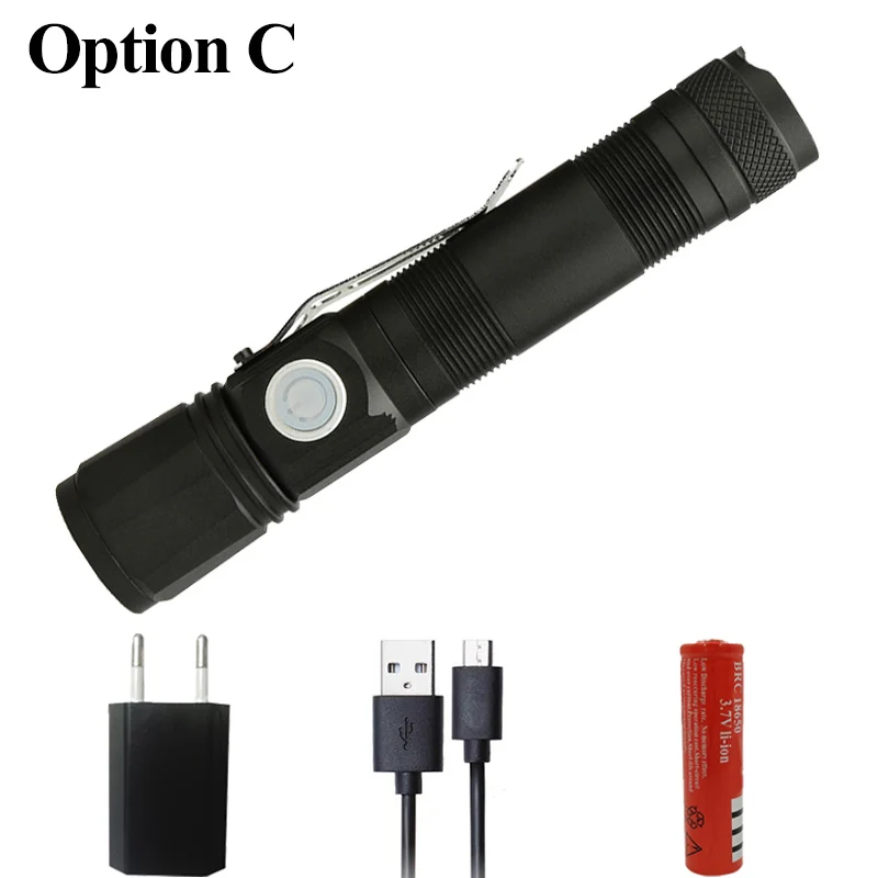 Litwod Z201509 Перезаряжаемые светодиодный фонарик 4000 люмен CREE XM-L T6 светодиодный фонарик с изменением масштаба Micro Зарядка через usb Алюминий фонарь из сплава - Испускаемый цвет: Option C