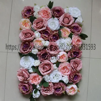 

10pcs/lot Wedding decoration Artificial rose flower wall wedding background decoration With leaves artificial flowers TONGFENG