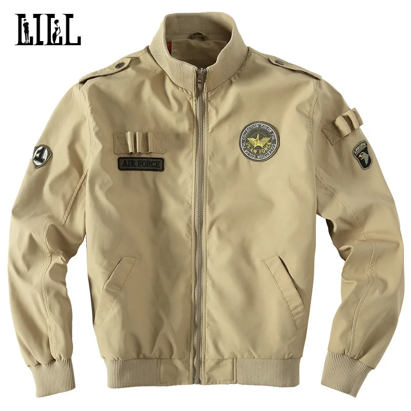 

Embroidery AirForce One Male Veste Stand Collar Military Style Bomber Jacket Men Khaki Airborne Sportwear Fighting Coat,UMA446