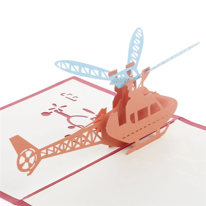 Us 194 19 Off3d Pop Up Origami Papier Laser Cut Hubschrauber Grußkarten Kreative Glücklich Geburtstag Weihnachten Jahrestag Souvenirs