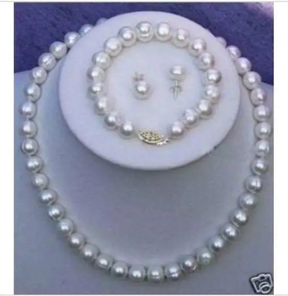 

13- 14mm natural south sea white baroque white pearl necklace& bracelet &earring