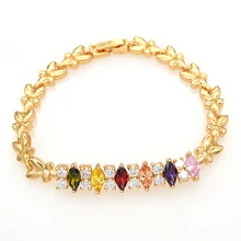 Модный CZ браслет женский золотой цвет многоцветный прозрачный кубический цирконий шарм браслеты ювелирные изделия