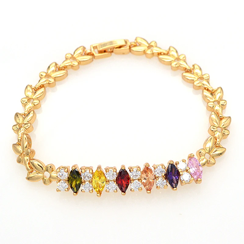 

Fashion CZ Bracelet Women Gold Color Multi-color Clear Cubic Zirconia Charm Bangles Jewelry