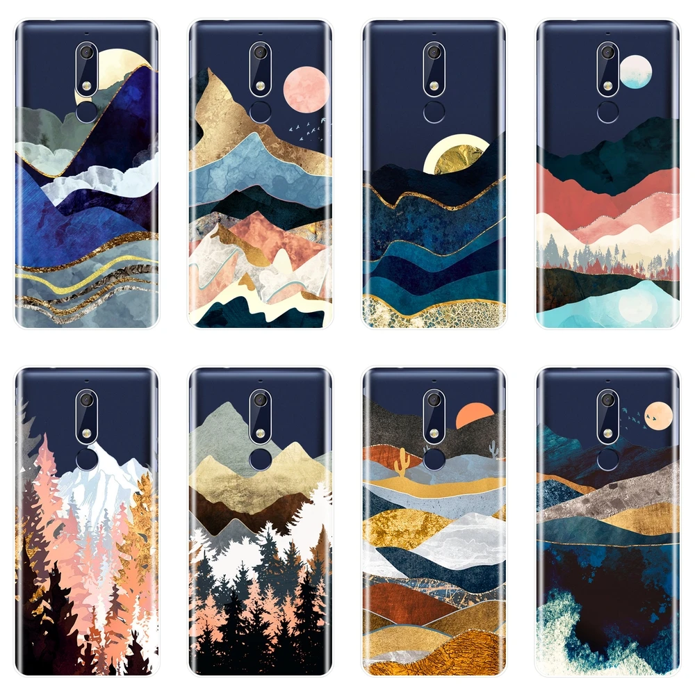 Силиконовый чехол для телефона Nokia 7 1 мягкий чехол-накладка 5 3 2 Plus Mountain Marble Moon Sun 6 |