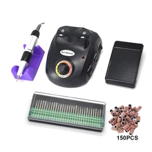 Professiomal Фрезер для ногтей, фрезер для маникюра и комплект черный Электрический Фрезер для ногтей, сверлильный станок+ 150 шт. шлифовальные ленты+ 30 шт. сверлами для ногтей
