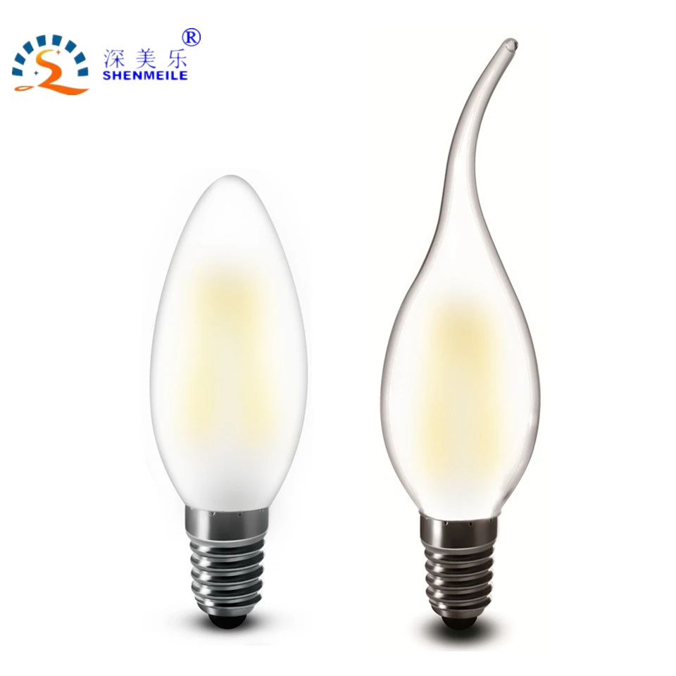 

RXR 6pcs/lot E14 2w 4w 6w Dimmable LED Candle Bulb Bullet/Bent Tip B10 Frosted Edison Retro LED Filament lamp light 120V230V