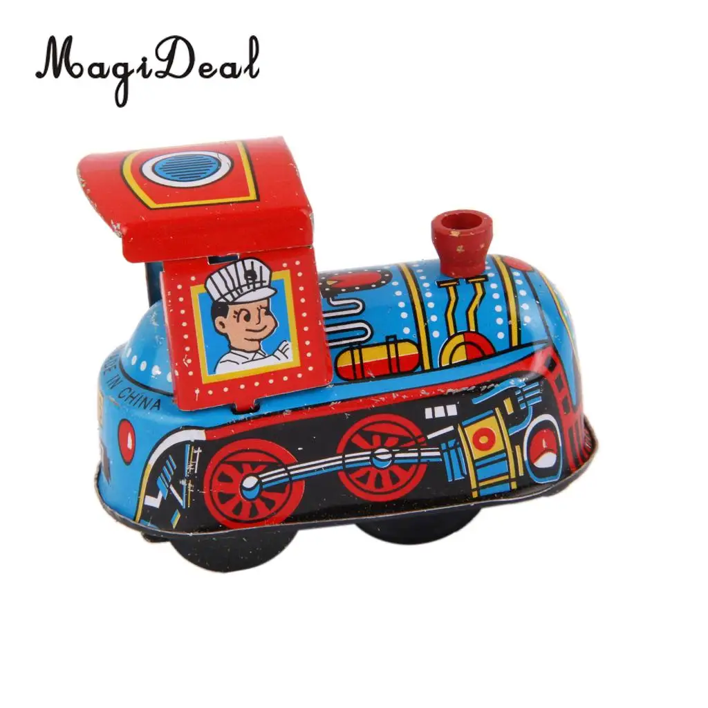 Vintage Retro Windup Train Locomotive Model Clockwork Kids Birthday Gift Decor Children Train Tin Toy Collectible