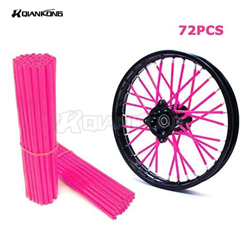 R QIANKONG Мотокросс универсальные скины для велосипедных спиц для обода колеса Чехлы для Honda Yamaha Kawasaki Suzuki KTM Ducati Aprilia Benelli - Цвет: Pink