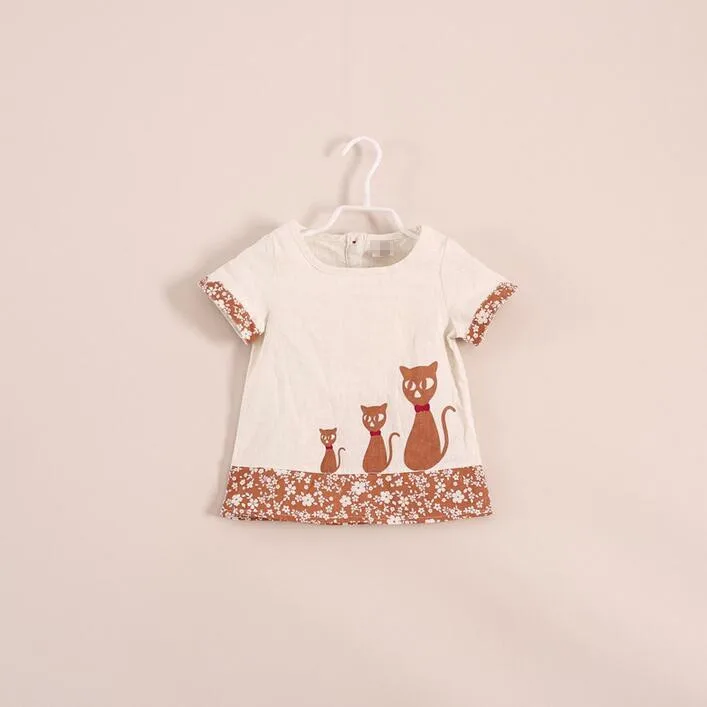 

Y6698-26 2017 Summer Baby Girl Top Print 3 Cats Tee Girl T Shirt Cat Stlye Lolita Children's Clothes Girl Clothes