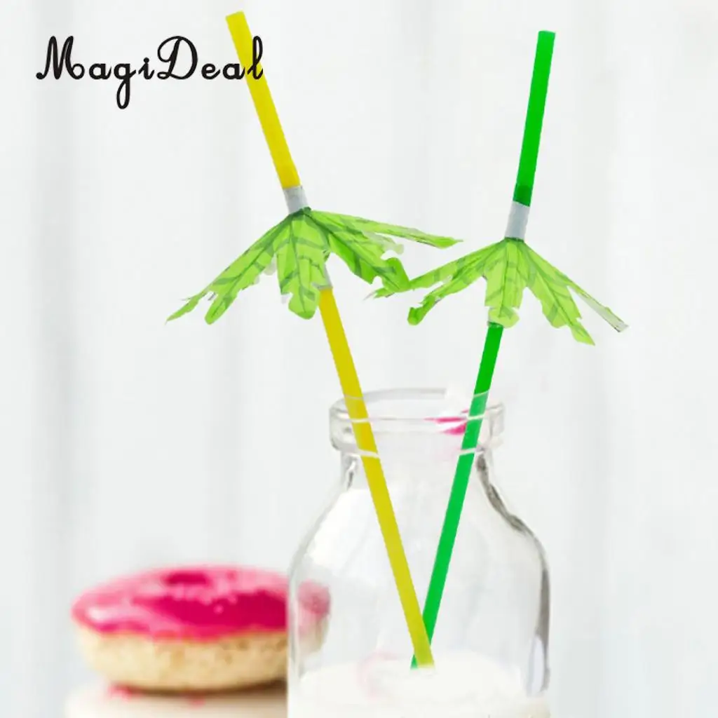 MagiDeal 10pcs/Set Hawaiian Tropical Coconut Tree Cocktail Drinking Straws Sipping Straws Wedding Birthday Party Table Decor