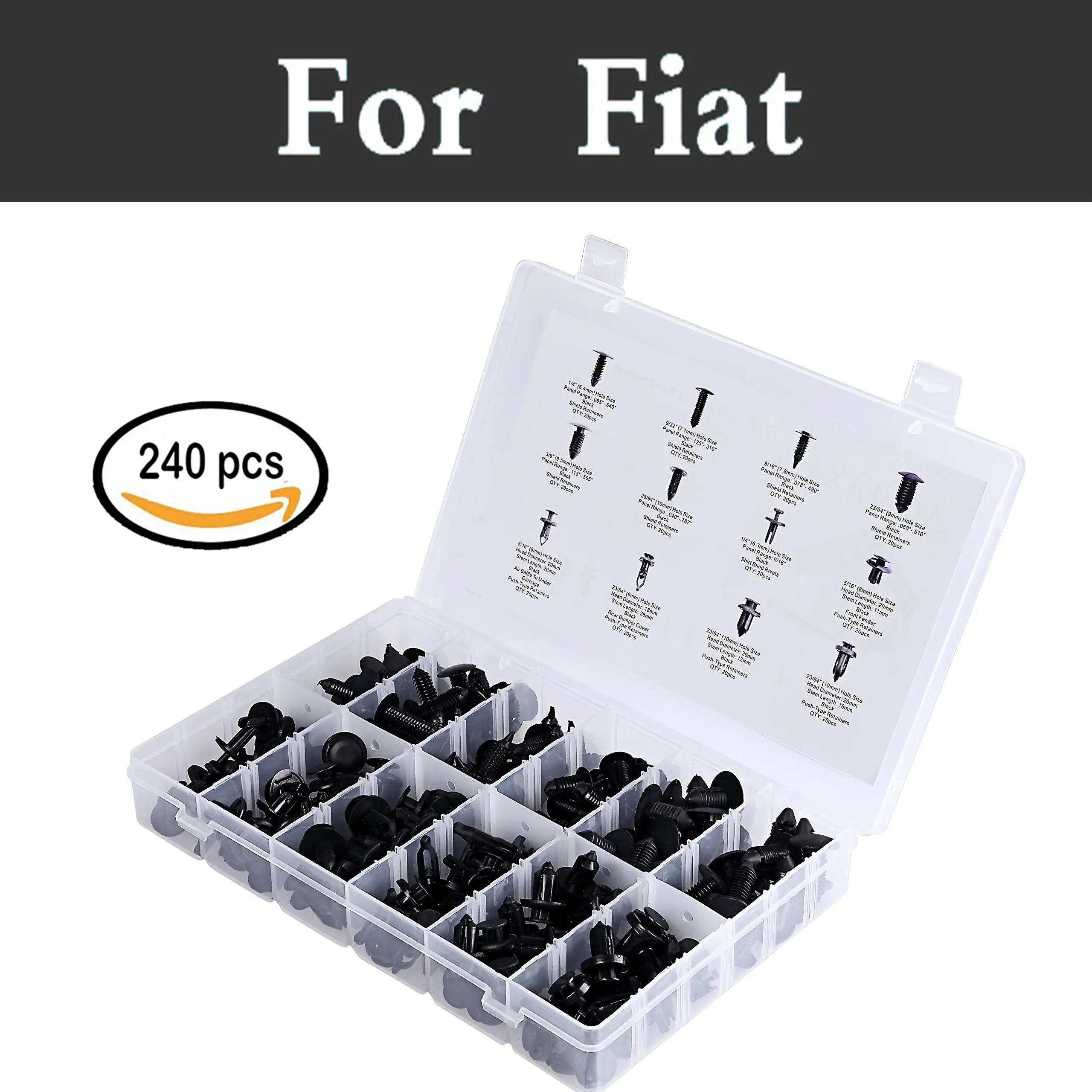 240pcs 12 Size Car Plastic Push Pin Rivet Trim Clip Assortment