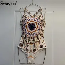 Svoryxiu 2019 Designer Retro Print One-Piece Women's Playsuit Sexy Backless Stretch Summer Swimwear Bikini Overall Svoryxiu 2019 Designer Retro Print One-Piece Women's Playsuit Sexy Backless Stretch Summer Swimwear Bikini Overall