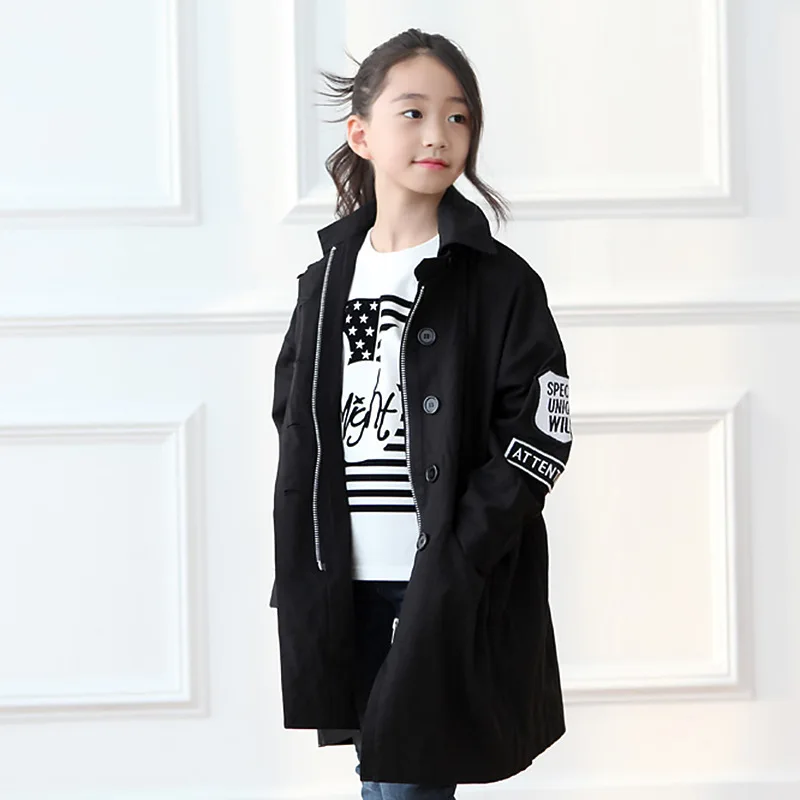 Girl spring jackets cotton bat sleeve trench coat children clothes windbreaker cardigan jackets and coats