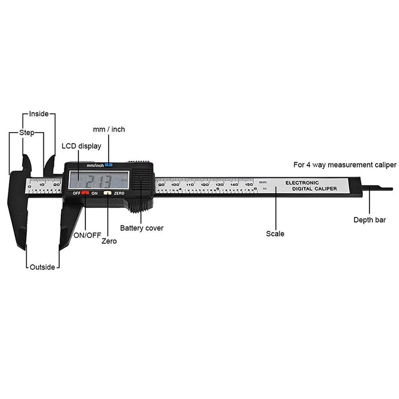 150mm 6 Inch LCD Vernier Caliper Digital font b Electronic b font Carbon Tools Micrometer Portable