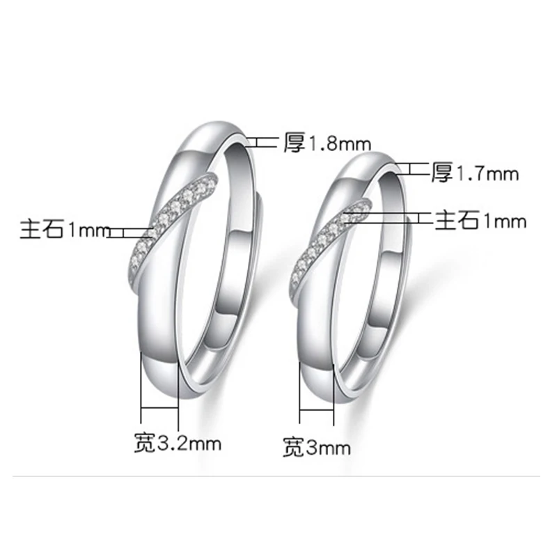 DOYUBO, элегантные, 925 пробы, серебряные, парные кольца, высокое качество, романтические, для мужчин и женщин, кубический цирконий, кольца для влюбленных, хорошее ювелирное изделие VB249