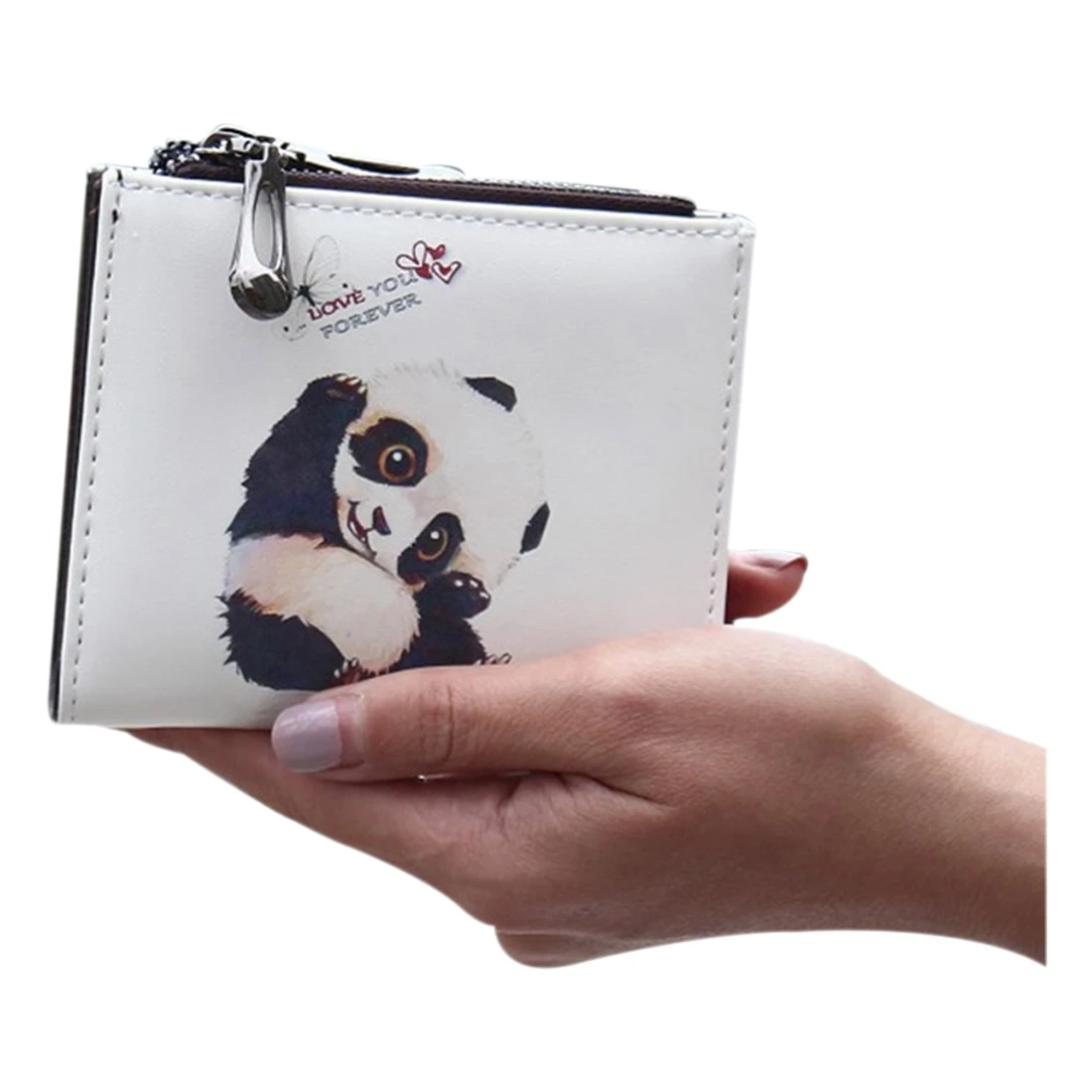 

VSEN Fashion cartoon wallet short women wallet zipper female purse card holder(Panda,fox,elephant,girl)