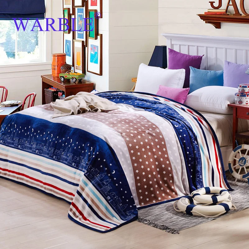 

WARBLE Bedspreads and Throws Summer Throw Multifunctional Blankets Coral Fleece Bedsheet Multisize Soft Plaid with Star
