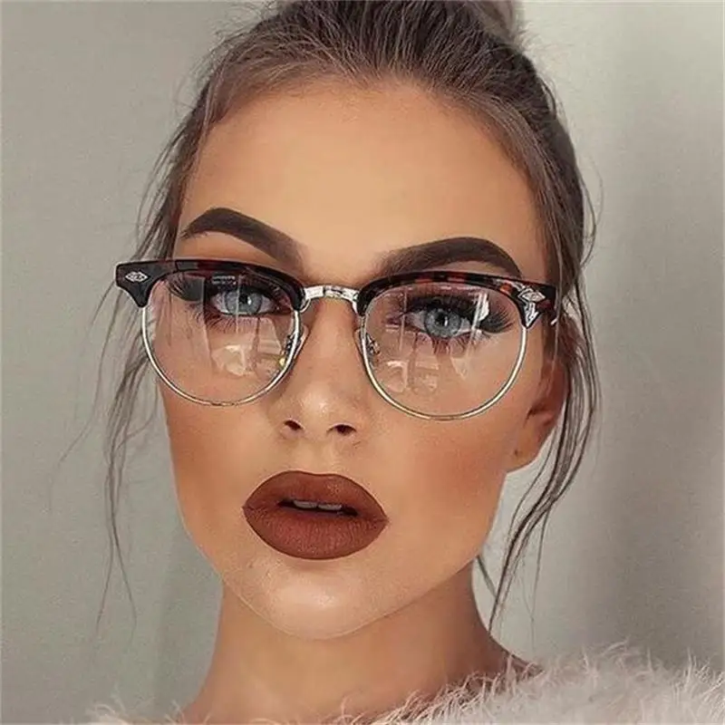 Leopard Computer Glasses Women Luxury Brand Optical Frame Rivet Designer Eyeglasses Square Spectacles women men Clear Lens Glass |