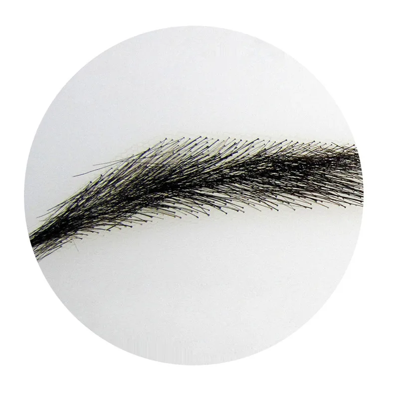 FXVIC человеческие волосы бровь Лук парик алопеция chemo hairloss мягкие Угловые многоразовые, человеческие волосы кружевная основа накладные брови блонд - Цвет: natural black