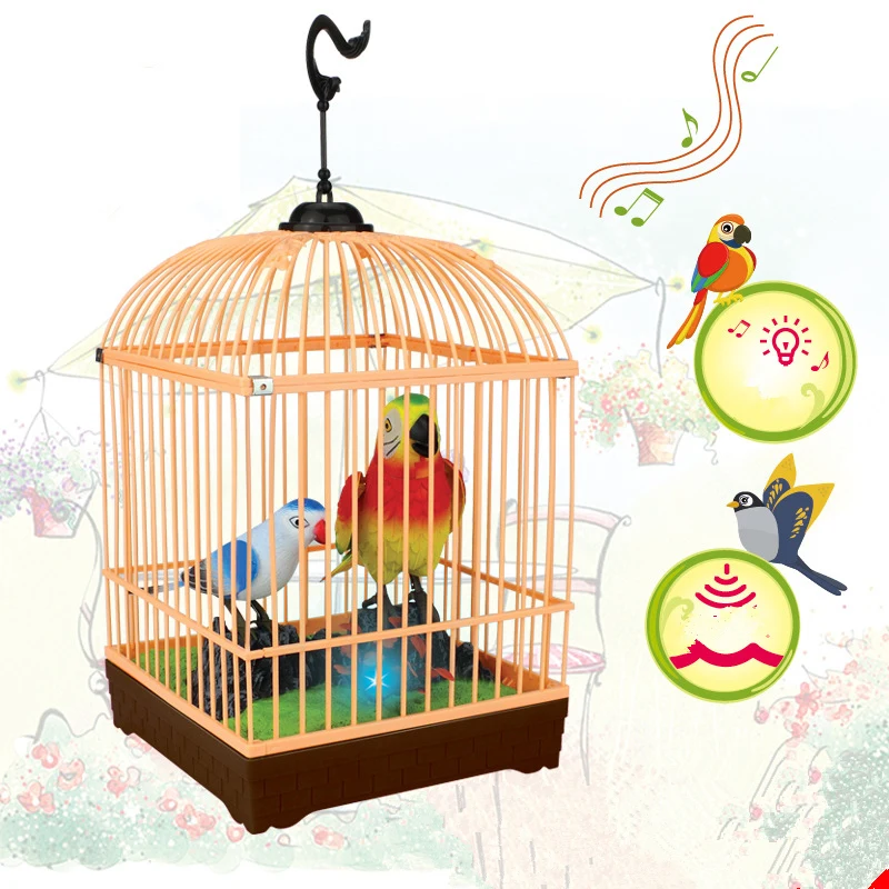 Качественные товары красивые птицы Индукционная электрическая игрушка Голосовое управление птица Дети попугай клетка Дети Поп подарки на день рождения