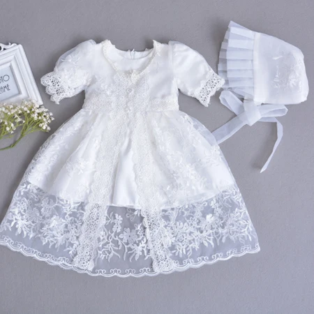 20-22 дюймов reborn Детские платье принцессы Детское платье для крещения халаты кружевное платье bb reborn торжественное платье кукольная одежда - Цвет: white