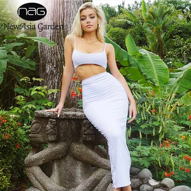 

NewAsia 2 Layers Two Piece Set 2 Piece Set Women Outfits Crop Top And Skirt Set Matching Sets Woman Two Pieces Maxi Skirt Top