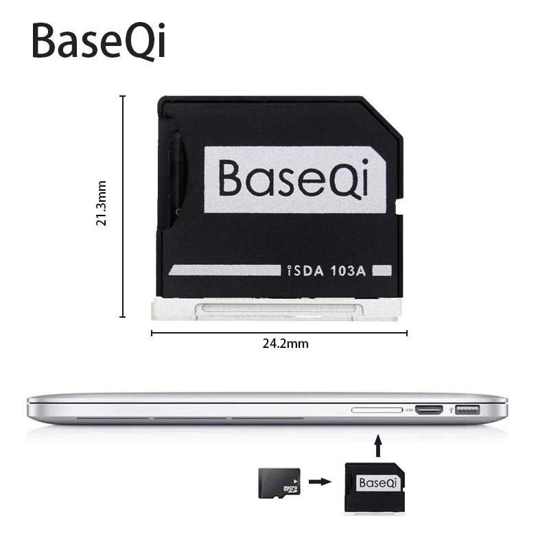 Кард адаптер BASEQI для Macbook Air 13 ''/Macbook Pro алюминиевый кард ридер MicroSD 103A|Адаптеры