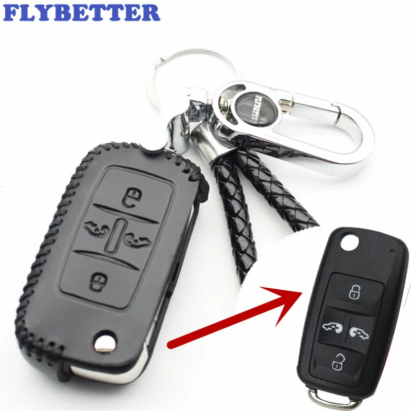 Флип чехол FLYBETTER из натуральной кожи с 4 кнопками для Vw Sharan/Multivan Car Styling (B) L189|Футляр
