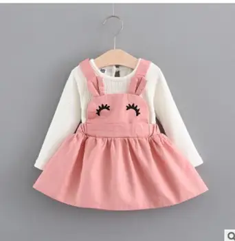 

2016 100% Cotton Baby Girls Clothes Two-piece Shirts+Pants Suspenders Children Sets Long Sleeve Infant Clothes Kids Suits