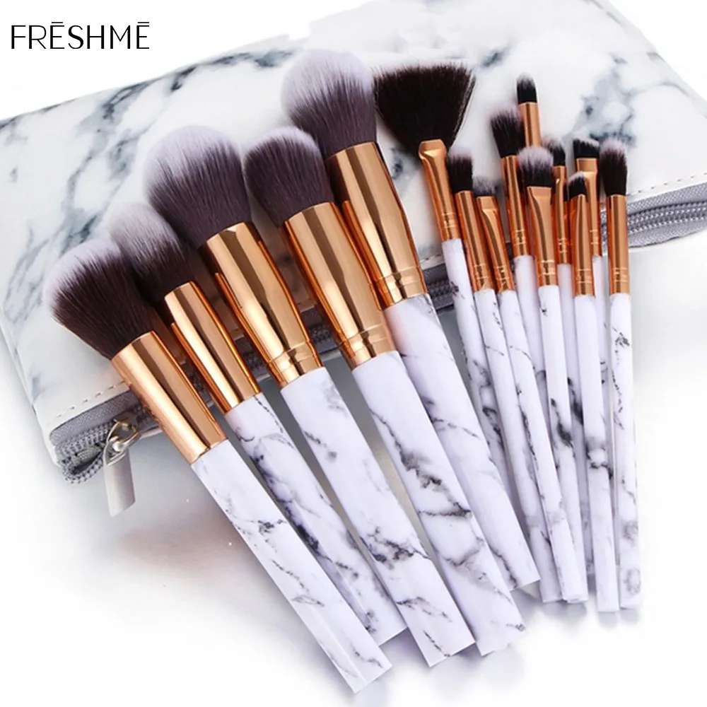 

FRESHME Marble Pattern Makeup Brushes Tool Cosmetic Eyebrow Eyeshadow Lip Foundation Make Up Brush Set Kits Pinceaux Maquillage