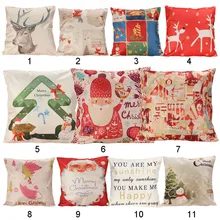 Christmas Series Pillow Cover Xmas Ambience Decorative Square Pillow Case Cartoon Santa Alphabet Owl Home Bed Supplies Gift