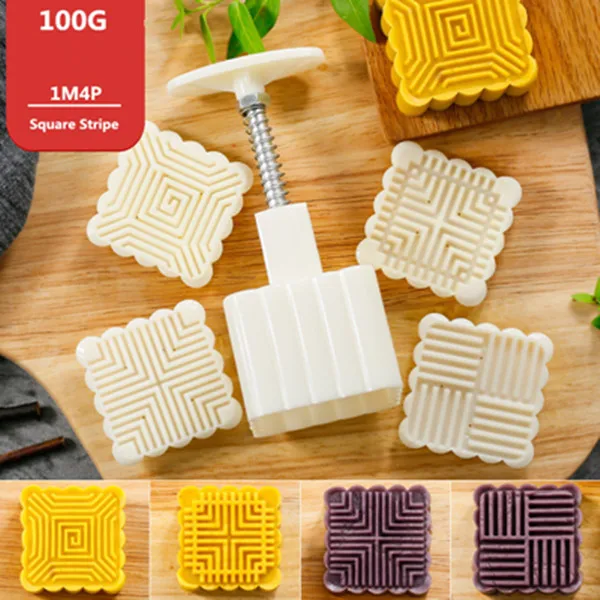 50 г 63 г 75 г 100 г цветы Mooncake плесень Набор DIY Mooncake инструменты Пластиковые Кондитерские плунжеры Ручной пресс форма для лунного пряника инструмент для выпечки - Цвет: 100g 1M4P