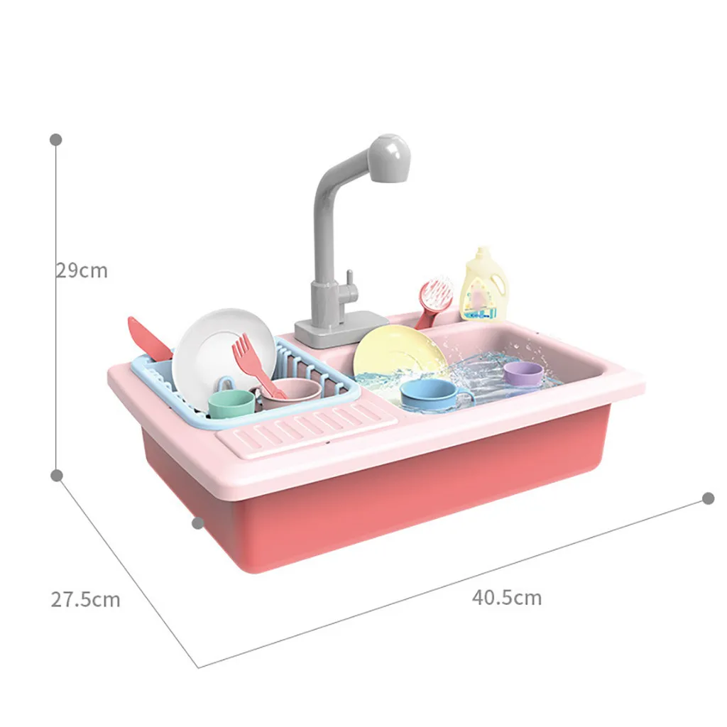 Mudança de Cor Crianças Brinquedos Pretend Play Kitchen Sink Calor Sensível Termocrômico Dishwash Playhouse Tool Kit Casa Limpa 16 Mudança de cor Crianças Brinquedos Pretend Play