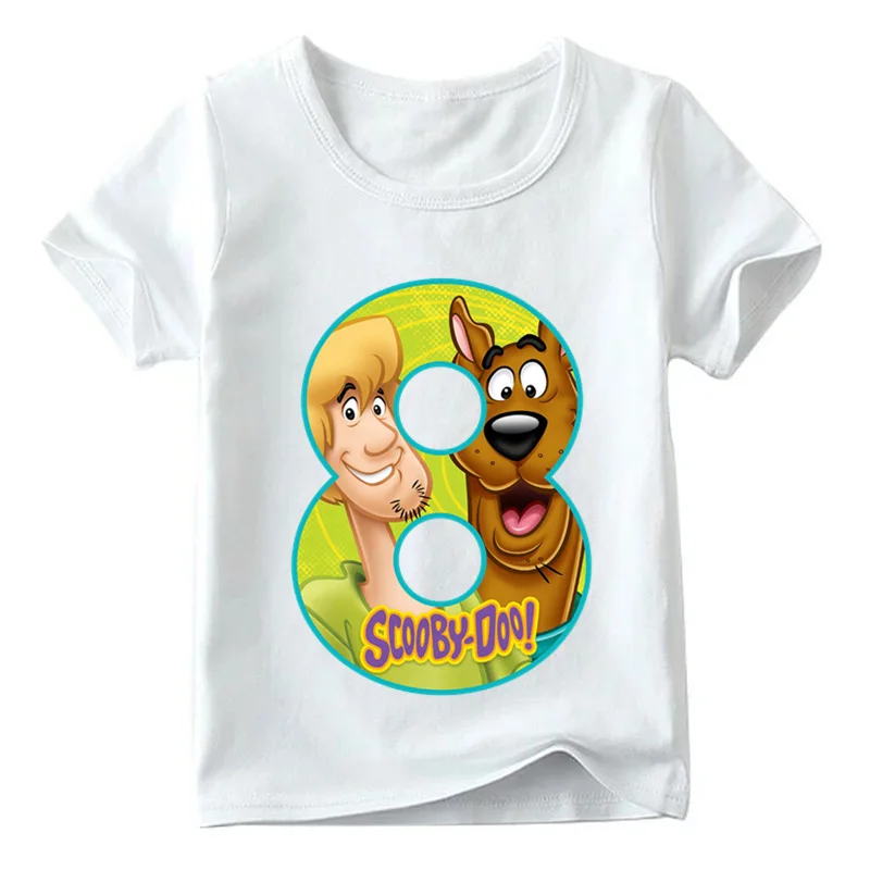 Boys and Girls Cartoon Scooby Doo Number 1~9th Print T shirt Baby Funny Cute T-shirt,Kids Birthday Present Clothes,ooo2427 - Цвет: ooo2427 H