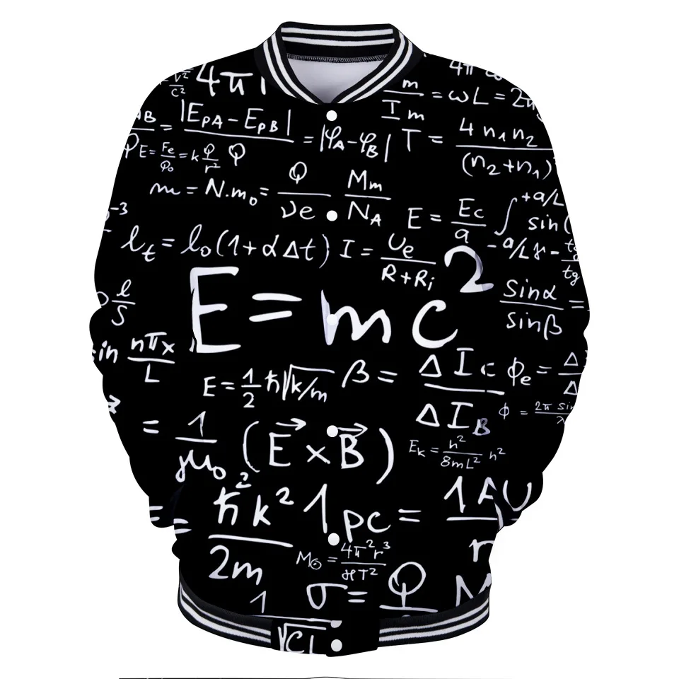 

ZOGAA 3D Digital Printed Clothes Men's and Women's Baseball Clapper Coats E = MC2 men jacket Albert Einstein great scientist