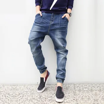 

Discount Cheap Men's Stretch Jeans Loose Baggy Hip Hop Cargo Jeans Men Tapered Pants Korean Jeans Men