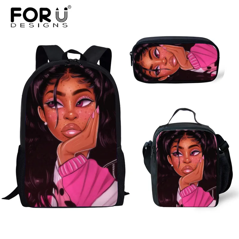 FORUDESIGNS/детский школьный рюкзак в африканском стиле для девочек, черный Детский рюкзак для девочек, школьная сумка для девочек, детская сумка