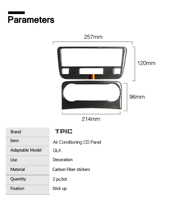 TPIC интерьер углеродного волокна кондиционер управление выходом панель автомобиля стикер Накладка для Mercedes GLK 2013- аксессуары