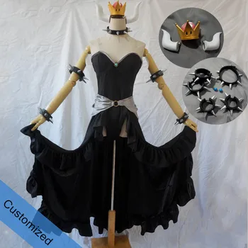 

Bowsette cosplay costume Princess Bowsette black dress customized include props
