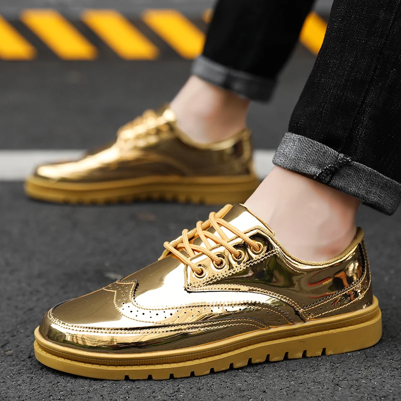 

Thestron Golden Shoes Men Fashion Shoes Men Large Size 45 46 Male Designer Skate Shoes Non Slip 2019 Spring New Designer Brand