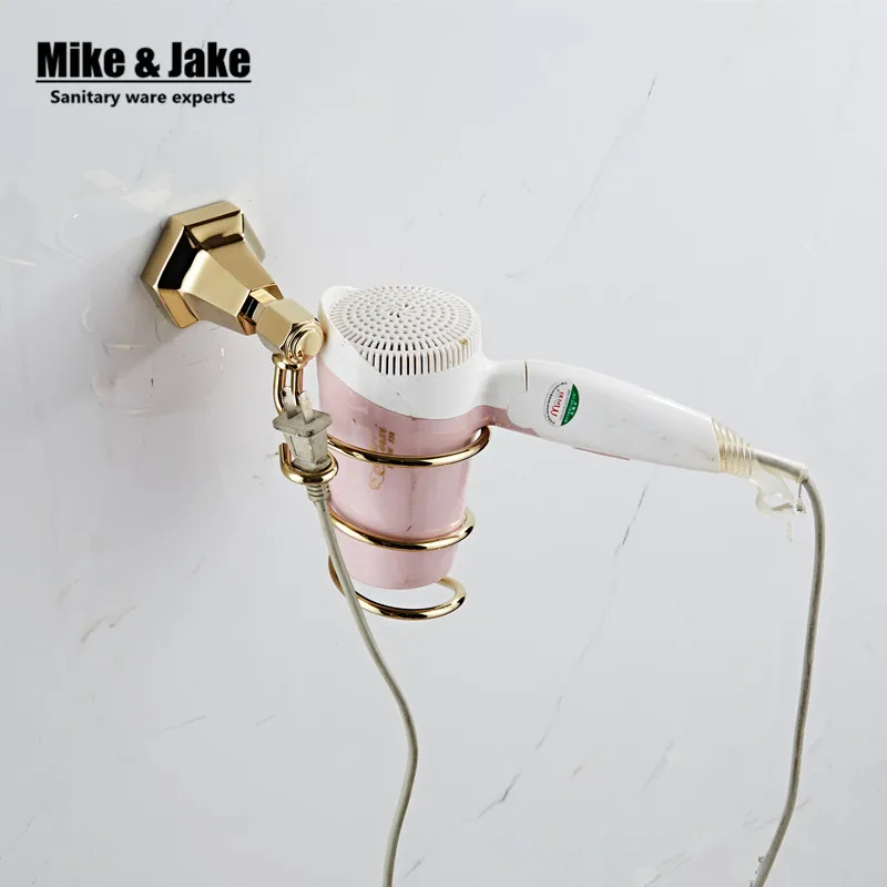 Bathroom luxury blower dryer hair rack with hook hair dryer rack copper