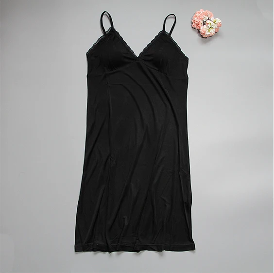 Summer Fashion V-neck New Women Woman Lace Lady Girl Soft Silk Dress Full Slip Night Skirt with chest pad YH101 Summer Fashion V-neck New Women Woman Lace Lady Girl Soft Silk Dress Full Slip Night Skirt with chest pad YH101