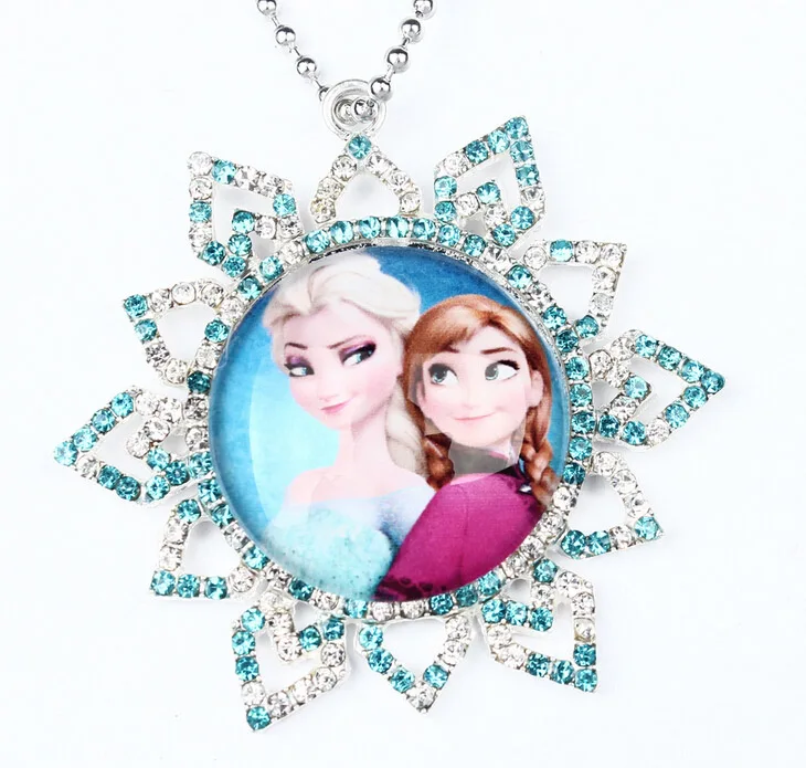 Nice Girl Necklace Anna Elsa Sister Design Full Rhinestone Snow Flake Charm Kids Child Best Birthday GiftAccessoriesWX1 | Украшения и