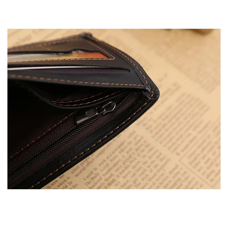 Кошелек лаконичный pu кожаный кошелек для мужской зажим для денег органайзер для карт сумка для денег carteira masculina мужские кошельки черный фото бит