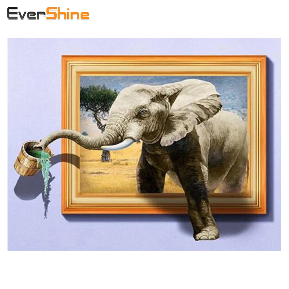EverShine Diamond Embroidery Animals Mosaic Pictures Rhinestones Painting Cross Stitch Elephant Crystal Needlework | Дом и сад