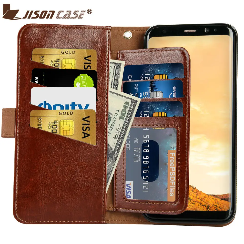

Jisoncase Wallet Case for Samsung Galaxy S8 PU Leather Detachable Magnetic Cases Sleeve Business Cover for Samsung S8 5.8