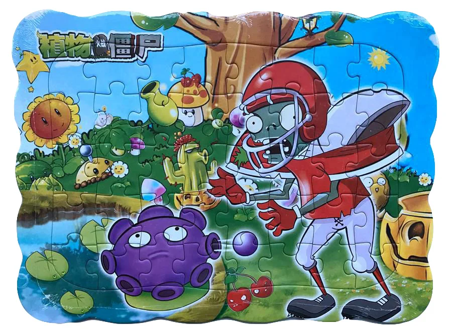 40 шт./компл. мультфильм Пазлы с изображением героев «Plants vs Zombies Растения против Зомби фигурки Горох Семена подсолнуха большая Размеры 28,5 см Бумага головоломка детская игрушка в подарок